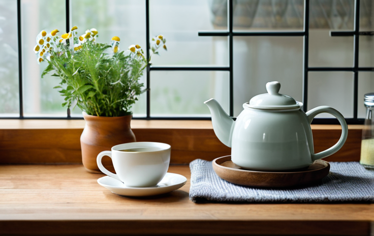 Herbal Tea Preparation**
"A calming scene of a woman in a cozy kitchen preparing herbal tea before bed, fully clothed in a modest sweater and comfortable pants, appropriate attire, safe for work. The kitchen is softly lit with warm light, featuring ingredients like chamomile flowers, lavender buds, and lemon balm leaves artfully arranged on a wooden countertop. Steam rises gently from a ceramic teapot. Perfect anatomy, correct proportions, natural pose, professional photography, high quality, family-friendly."
**